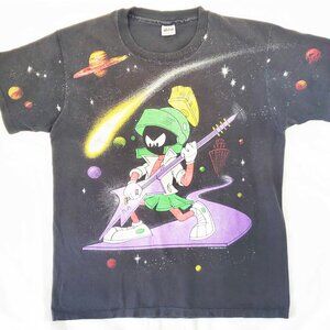 Vintage 90s Marvin the Martian Single Stitch All Over Print T-shirt Anvil XL USA